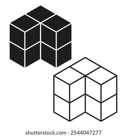Formas de cubo Abstractas. Icono de bloque geométrico. Diseño minimalista negro. Vector estilo 3D.