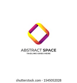 Abstract Cube Space Illustration Vector Design Template. Suitable for Creative Industry, Multimedia, entertainment, Educations, Shop, and any related business