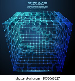 Abstract cube, vector illustration. Network connections with points and lines. Abstract technology background.