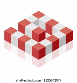 Abstract cube vector shape reminiscent of technological development, nanotechnology component. Isometric brand of scientific institution, research center, laboratories. Minimalistic block shape