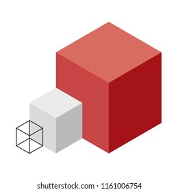 Abstract cube vector shape reminiscent of technological development, nanotechnology component. Isometric brand of scientific institution, research center, laboratories. Minimalistic block shape
