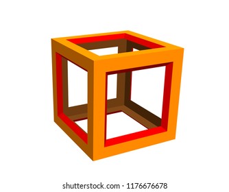 Abstract cube wireframe. Isolated on white background. 3d Vector illustration.