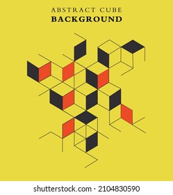 abstract cubes background 3d yellow sketch