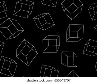 Abstract Cubes Background - Black and White