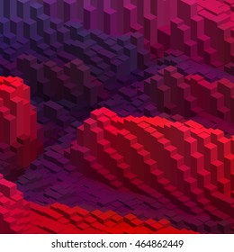 Abstract cubes background for design. Vector EPS10 Red, pink, purple colors. 