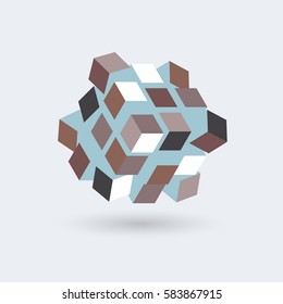 Abstract cubes formed in a cube, futuristic transformer, vector object