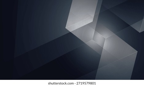 Cubos Abstractas Formas geométricas grises, blancas y negras Elementos transparentes de uso minimalista como fondo moderno para presentaciones digitales y diseños contemporáneos