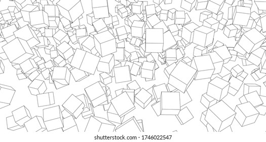 Abstract cubes illustration. Modern technology 3D wallpaper. Digital geometric abstract background. Vector backdrop for your  design.