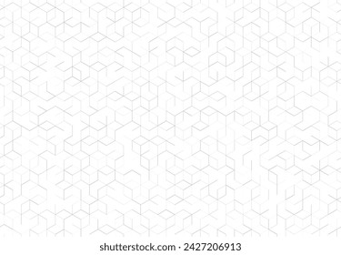 Abstract cubes line geometric grid seamless pattern. Vector