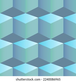 abstract cubes. optical illusion. Blue gradient endless shape. Abstract infinite geometric object. Impossible to eternal figure.
