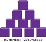abstract cubes purple color Stacked in layers with white background