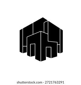 Ilustración vectorial arquitectónica cúbica Abstractas de la silueta de la estructura del edificio para el desarrollo inmobiliario Urbana y los proyectos modernos de la construcción
