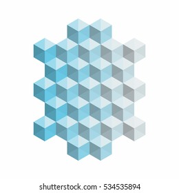 Abstract cubic background. Geometric decoration with blended colors. Creative design templates. Vector illustration