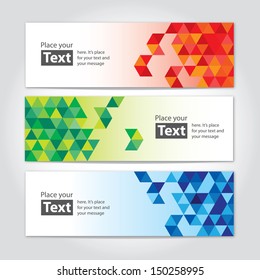 Abstract cubic banners with cubical design elements