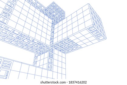 
abstract cubic design 3d architecture