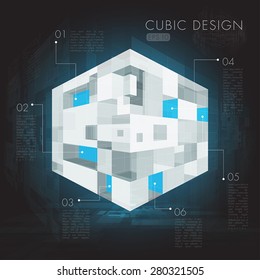 Abstract cubic design infographic vector