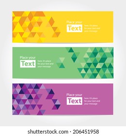 Abstract cubic flat banners with cubical design elements and place for text. Modern vector illustration and background