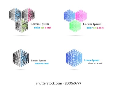 abstract cubic hexagon logo, confuse line of hexagon element