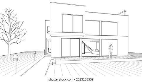abstraktes Kubikhaus 3d Rendering