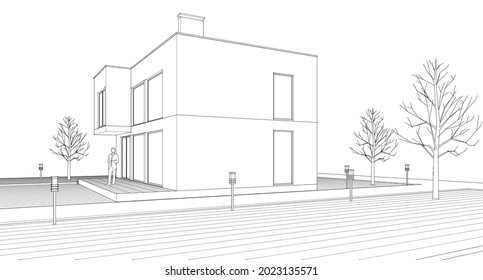 abstraktes Kubikhaus 3d Rendering