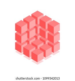 Abstract cubic icon. Isometric illustration for covers design in flat 3D style. Vector geometric logo.