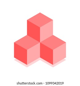 Abstract cubic icon. Isometric illustration for covers design in flat 3D style. Vector geometric logo.