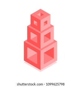 Abstract cubic icon. Isometric illustration for covers design in flat 3D style. Vector geometric logo.