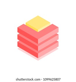 Abstract cubic icon. Isometric illustration for covers design in flat 3D style. Vector geometric logo.