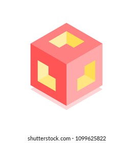 Abstract cubic icon. Isometric illustration for covers design in flat 3D style. Vector geometric logo.