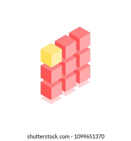 Abstract cubic icon. Isometric illustration for covers design in flat 3D style. Vector geometric logo.