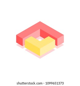 Abstract cubic icon. Isometric illustration for covers design in flat 3D style. Vector geometric logo.