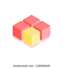 Abstract cubic icon. Isometric illustration for covers design in flat 3D style. Vector geometric logo.