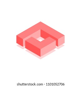 Abstract cubic icon. Isometric illustration for covers design in flat 3D style. Vector geometric logo.