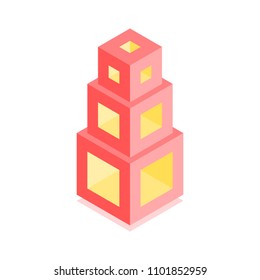 Abstract cubic icon. Isometric illustration for covers design in flat 3D style. Vector geometric logo.