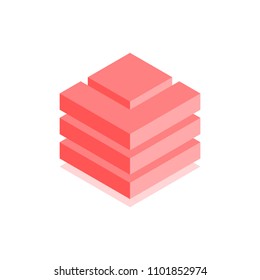 Abstract cubic icon. Isometric illustration for covers design in flat 3D style. Vector geometric logo.