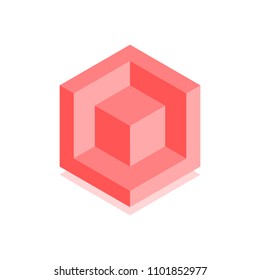 Abstract cubic icon. Isometric illustration for covers design in flat 3D style. Vector geometric logo.