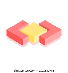 Abstract cubic icon. Isometric illustration for covers design in flat 3D style. Vector geometric logo.