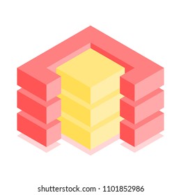 Abstract cubic icon. Isometric illustration for covers design in flat 3D style. Vector geometric logo.