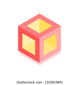 Abstract cubic icon. Isometric illustration for covers design in flat 3D style. Vector geometric logo.
