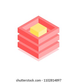 Abstract cubic icon. Isometric illustration for covers design in flat 3D style. Vector geometric logo.