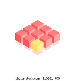Abstract cubic icon. Isometric illustration for covers design in flat 3D style. Vector geometric logo.