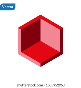 Abstract cubic icon. Isometric illustration for covers design in flat 3D style. Vector geometric logo.