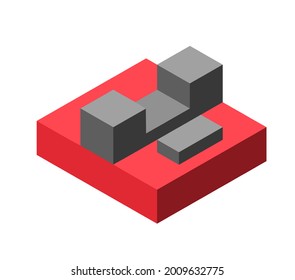 Abstract cubic isometric logo object, can be used as a template for logo or web design