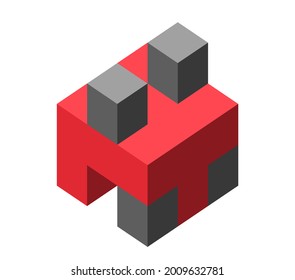 Abstract cubic isometric logo object, can be used as a template for logo or web design