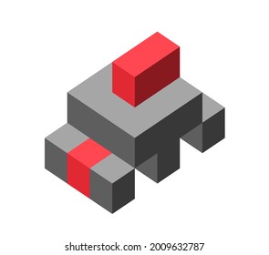 Abstract cubic isometric logo object, can be used as a template for logo or web design