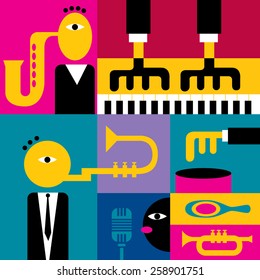 Abstract Cubic Jazz Art, Music Fun Party (Vector Art)