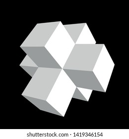 
abstract cubic shapes on a black background vector