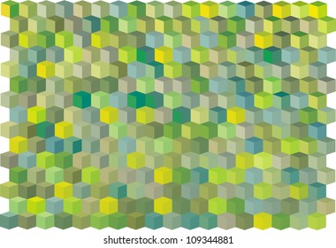 abstract cubical multiple green yellow pattern backdrop
