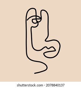 Abstract cubism linear face. Continuous one line drawing. 