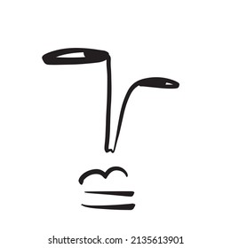 Abstract cubism linear face. Continuous one line drawing. 